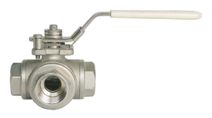 Albion 970-971 Economy Stainless Steel Threaded 3-Way Ball Valve