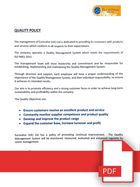 Eurovalve Quality Policy Statement